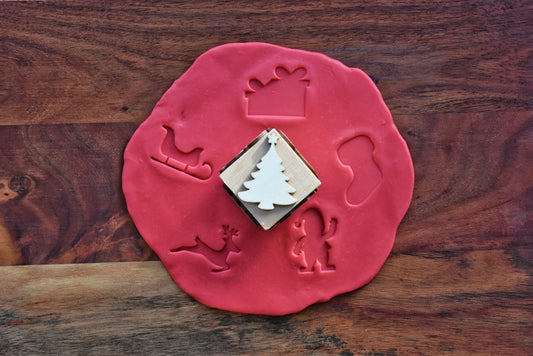 Wooden playdough stamp - Christmas